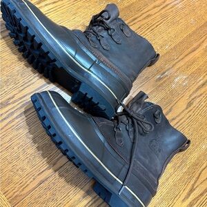 Sorel Boots Caribou Kaufman Canada Tan Brown Leather Rubber Winter Snow Men's 14